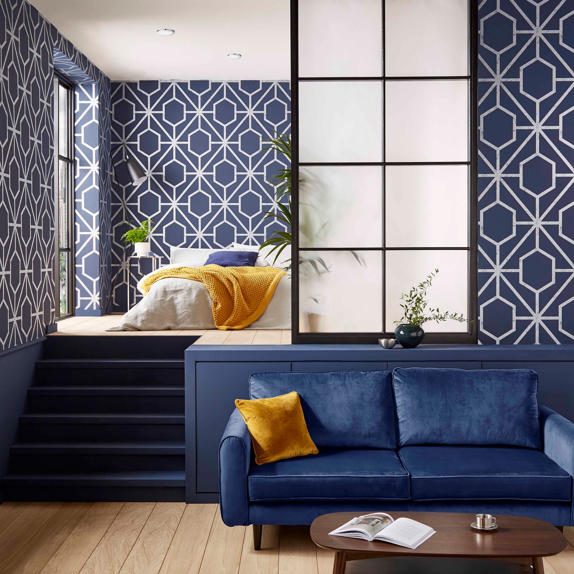 Rinku Wallpaper 112200 By Graham Brown In Navy Silver Grey